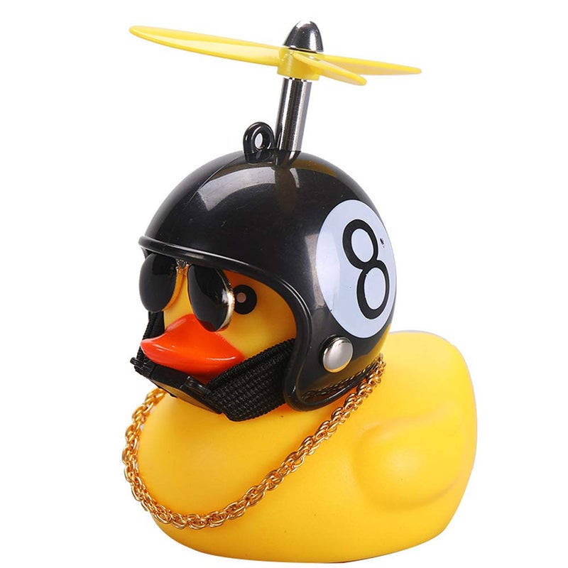 wonuu Rubber Duck Car Ornaments Yellow Duck Car Dashboard Decorations with Propeller Helmet - Image 1